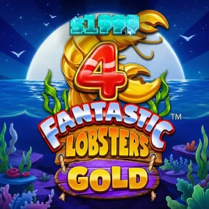 Tampilan antarmuka slot 4 Fantastic Lobsters Gold dengan tema bawah laut yang cerah