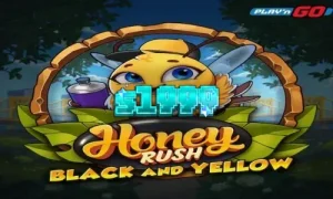 Tampilan visual slot Honey Rush Black and Yellow dengan tema kota neon